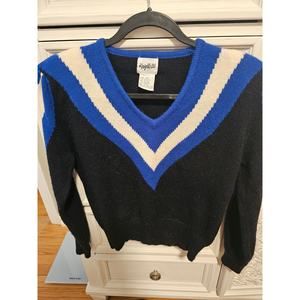 Vintage Blue & Black V-Neck Sweater
Size - 36